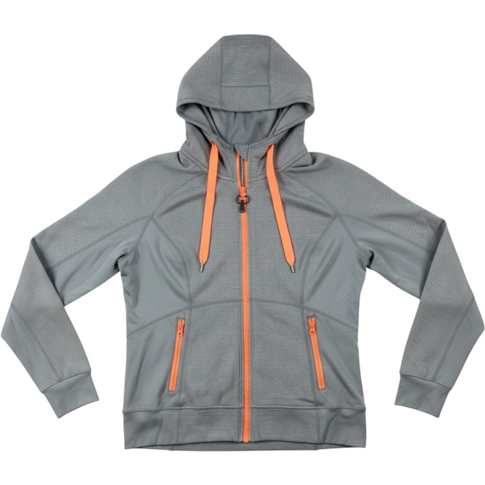 Zella‎ Full Zip Hoodie Athletic Jacket Neon Orange Trim Gray Small Womens